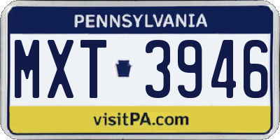PA license plate MXT3946