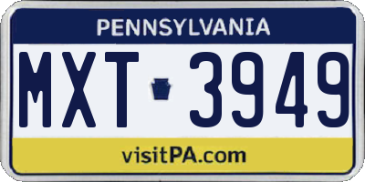 PA license plate MXT3949