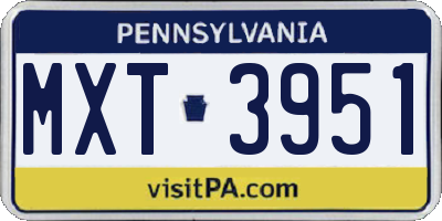 PA license plate MXT3951