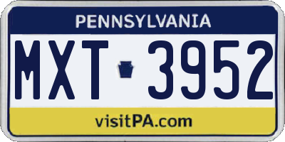 PA license plate MXT3952
