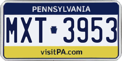 PA license plate MXT3953