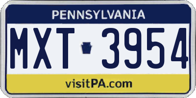 PA license plate MXT3954