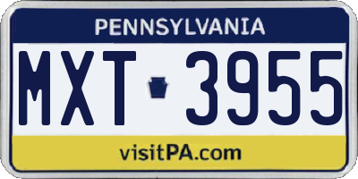 PA license plate MXT3955