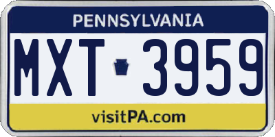 PA license plate MXT3959