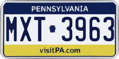 PA license plate MXT3963