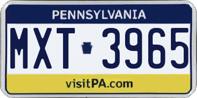 PA license plate MXT3965