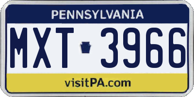 PA license plate MXT3966