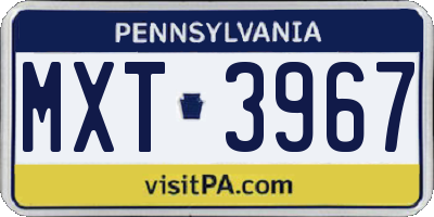 PA license plate MXT3967