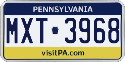 PA license plate MXT3968