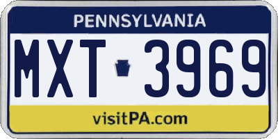 PA license plate MXT3969
