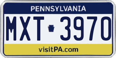 PA license plate MXT3970
