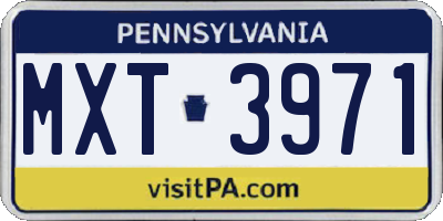 PA license plate MXT3971