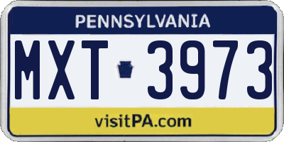 PA license plate MXT3973