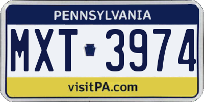 PA license plate MXT3974