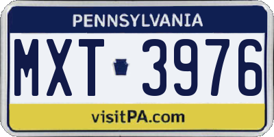 PA license plate MXT3976