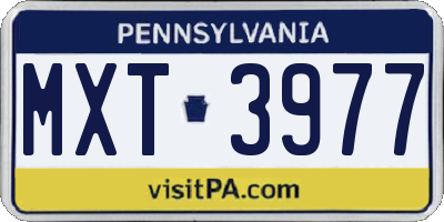 PA license plate MXT3977