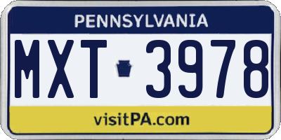 PA license plate MXT3978