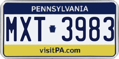 PA license plate MXT3983