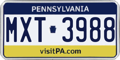 PA license plate MXT3988