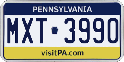 PA license plate MXT3990