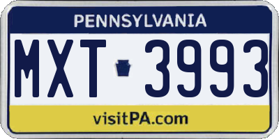 PA license plate MXT3993