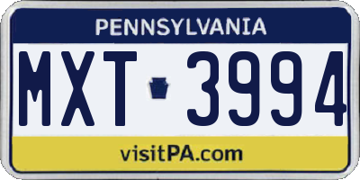 PA license plate MXT3994