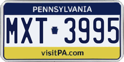 PA license plate MXT3995