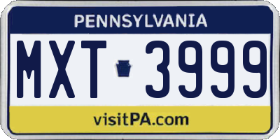 PA license plate MXT3999