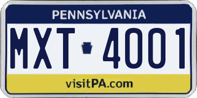 PA license plate MXT4001