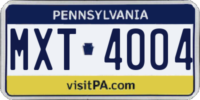 PA license plate MXT4004