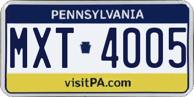PA license plate MXT4005