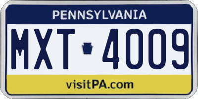 PA license plate MXT4009