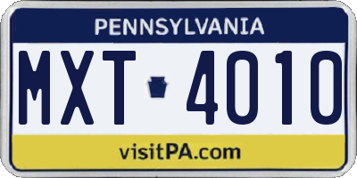 PA license plate MXT4010