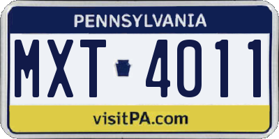 PA license plate MXT4011