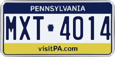 PA license plate MXT4014