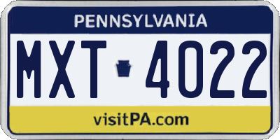 PA license plate MXT4022