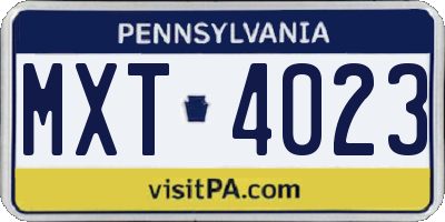 PA license plate MXT4023