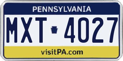 PA license plate MXT4027