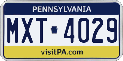 PA license plate MXT4029