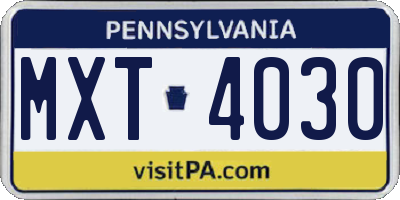 PA license plate MXT4030