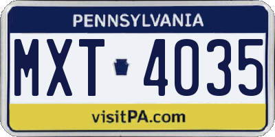 PA license plate MXT4035
