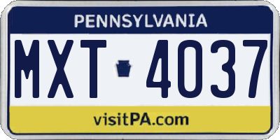 PA license plate MXT4037