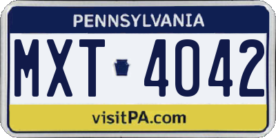 PA license plate MXT4042