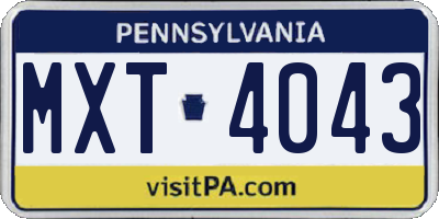 PA license plate MXT4043
