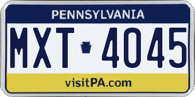 PA license plate MXT4045