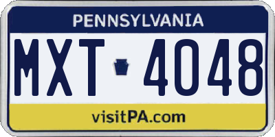 PA license plate MXT4048