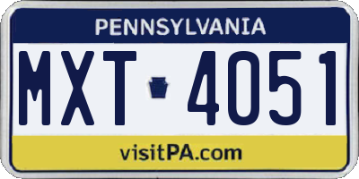 PA license plate MXT4051