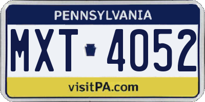 PA license plate MXT4052