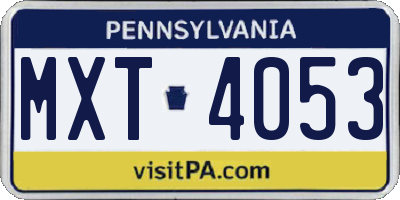 PA license plate MXT4053