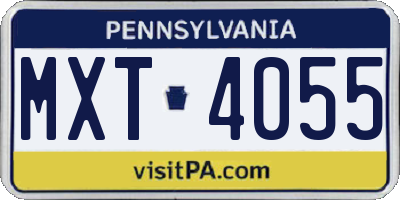 PA license plate MXT4055